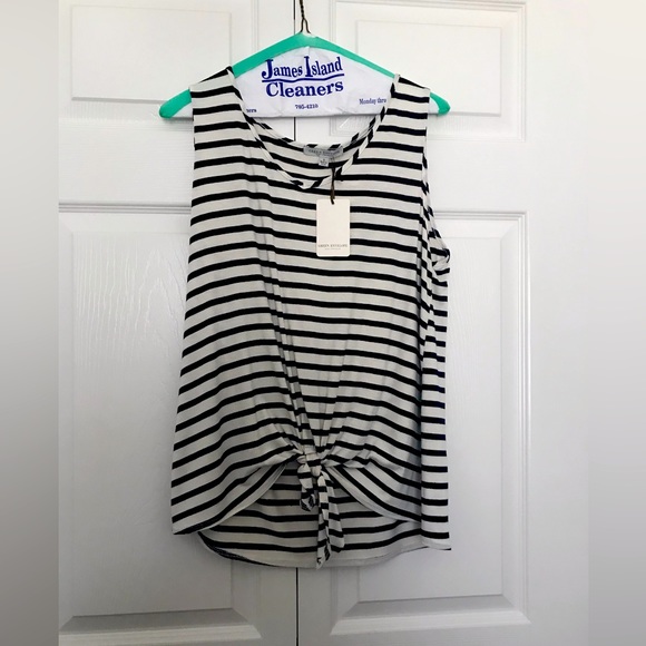 Sleeveless Striped Shirt w/Tie Front NWT, size L - Picture 1 of 6